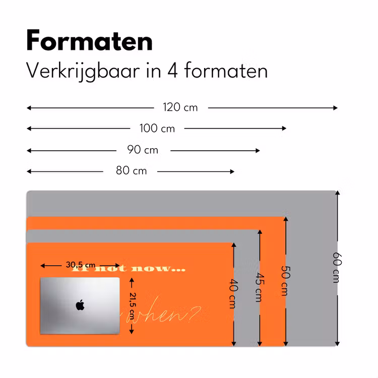 If not now then when - Oranje - Geel - Levendig Muismat XXL klein -sfeer5