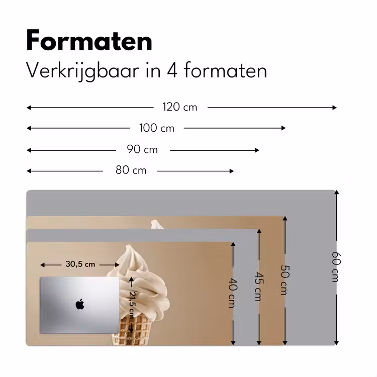 IJs - Softijs - Romig - Hoorntje - Beige Muismat XXL klein -sfeer5