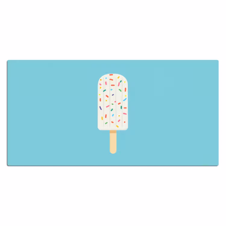 Ijsje - Stokje - Sprinkles - Lichtblauw Muismat XXL klein -3d_leeg
