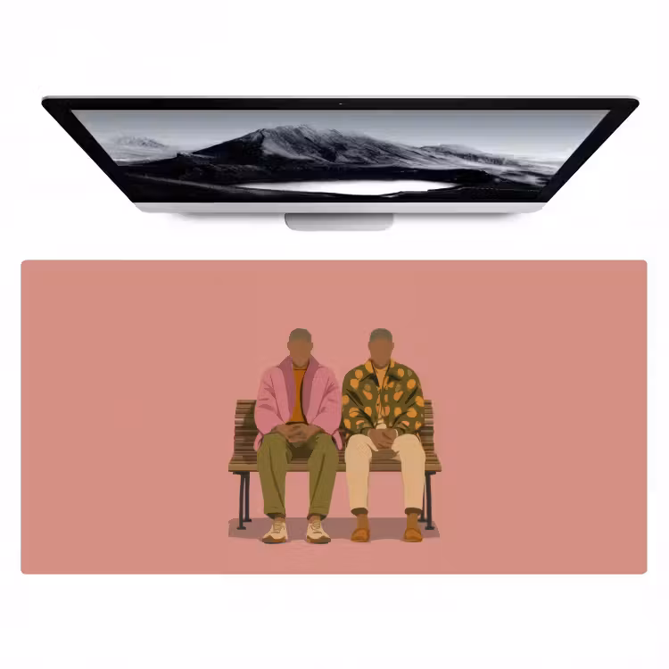 Illustratie - Bankje - Personen - Minimalistisch Muismat XXL klein -zzz3d