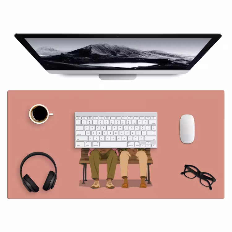 Illustratie - Bankje - Personen - Minimalistisch Muismat XXL klein -3d