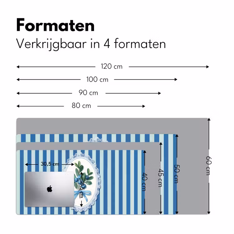 Illustratie - Bessen - Blauw - Strepen Muismat XXL klein -sfeer5