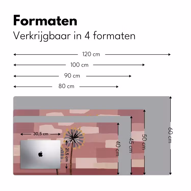 Illustratie - Bloemen - Vlakken - Abstract Muismat XXL klein -sfeer5