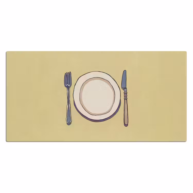 Illustratie - Bord - Bestek - Beige Muismat XXL klein -3d_leeg