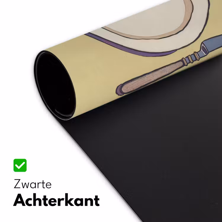 Illustratie - Bord - Bestek - Beige Muismat XXL klein -sfeer2