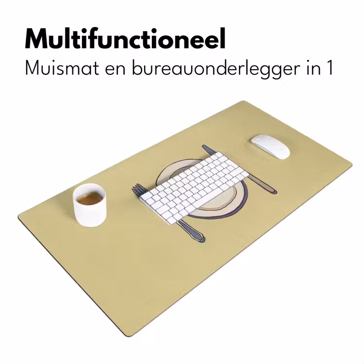 Illustratie - Bord - Bestek - Beige Muismat XXL klein -sfeer4