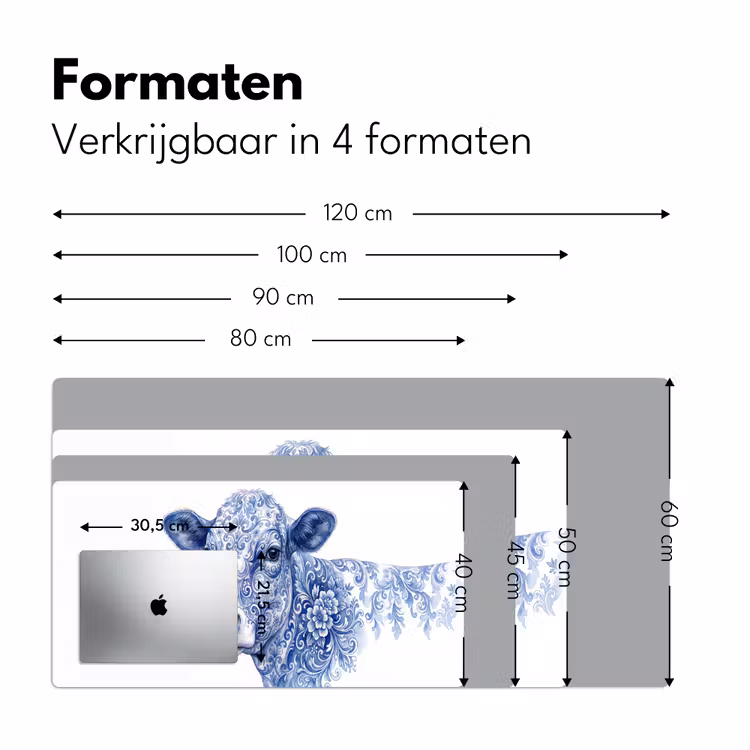 Illustratie - Koe - Blauw Muismat XXL klein -sfeer5