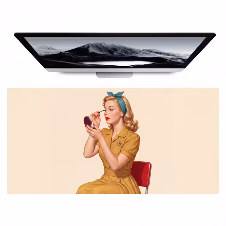 Illustratie - Mascara - Vrouw - Geel Muismat XXL klein -zzz3d