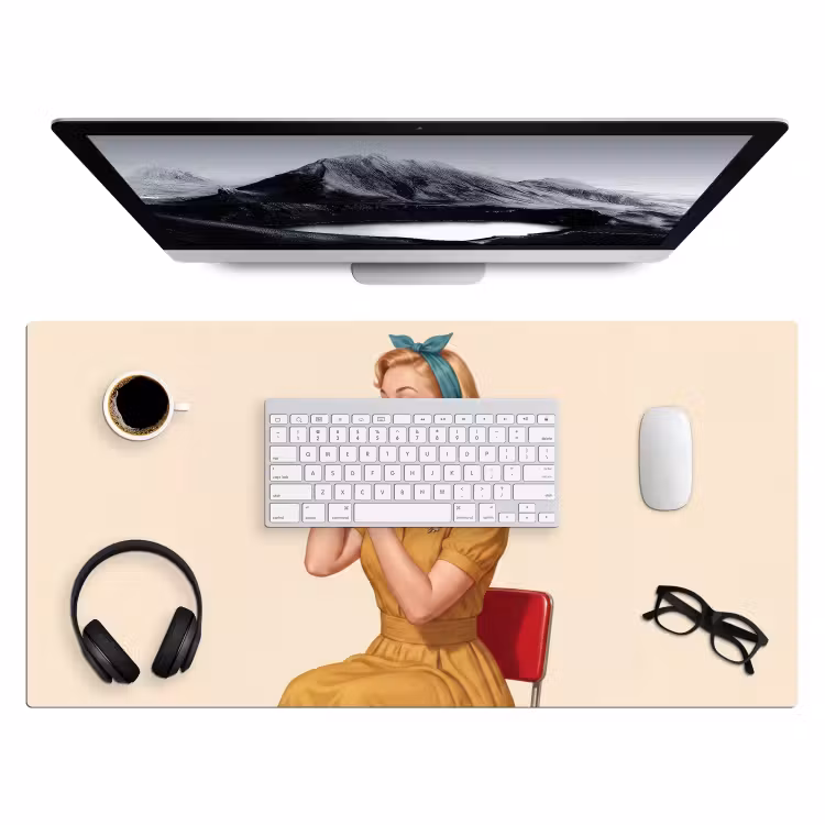 Illustratie - Mascara - Vrouw - Geel Muismat XXL klein -3d