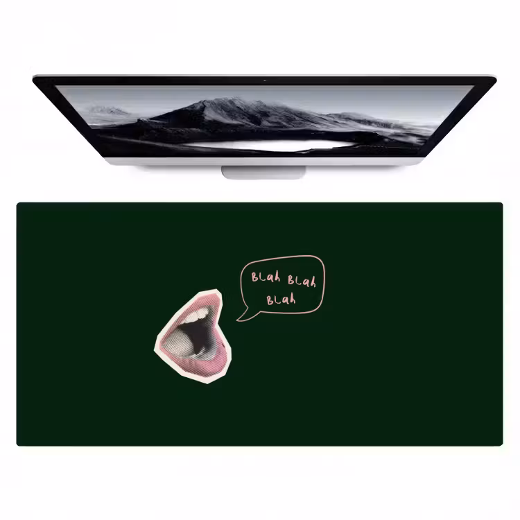 Illustratie - Mond - Donkergroen - Tekstwolkje Muismat XXL klein -zzz3d
