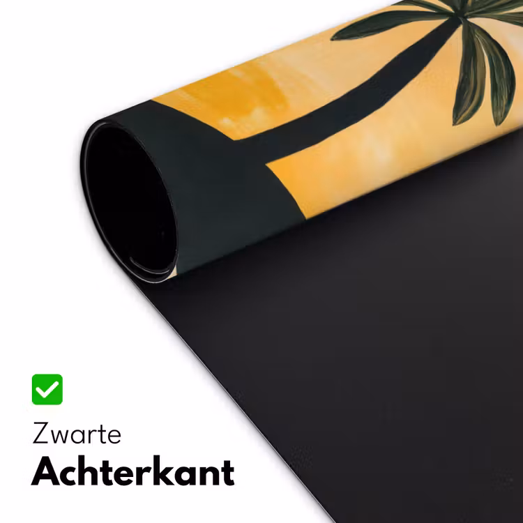 Illustratie - Palmboom - Zon - Heuvels Muismat XXL klein -sfeer2