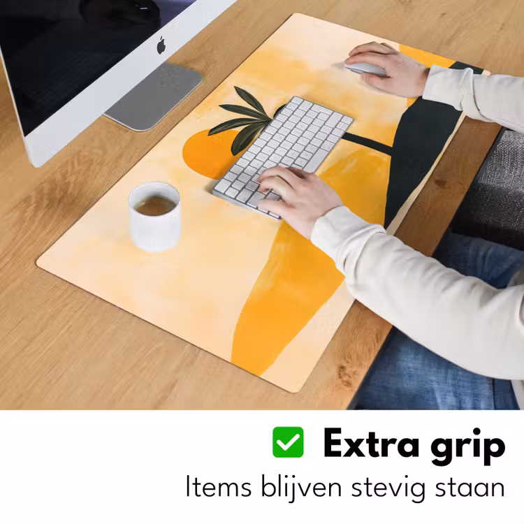 Illustratie - Palmboom - Zon - Heuvels Muismat XXL klein -sfeer3
