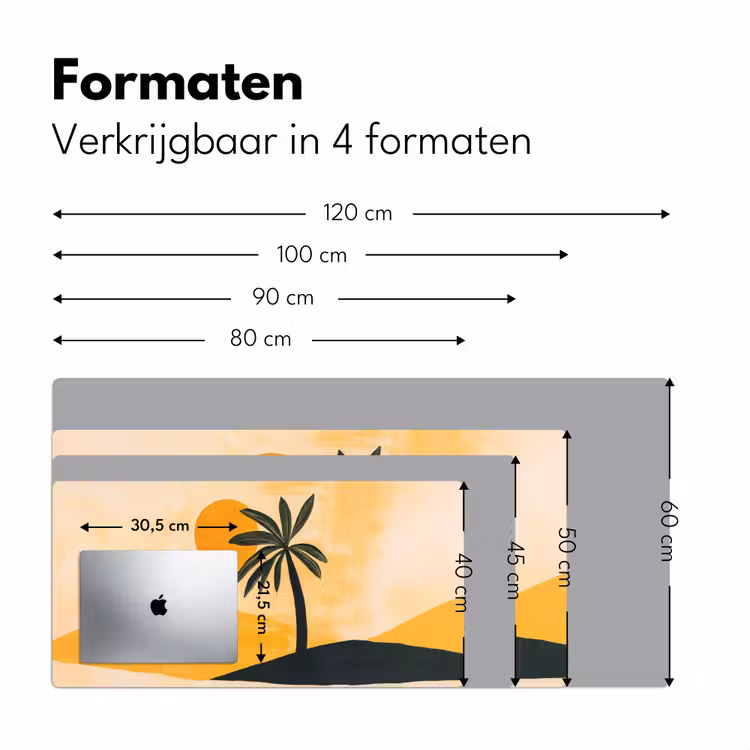 Illustratie - Palmboom - Zon - Heuvels Muismat XXL klein -sfeer5