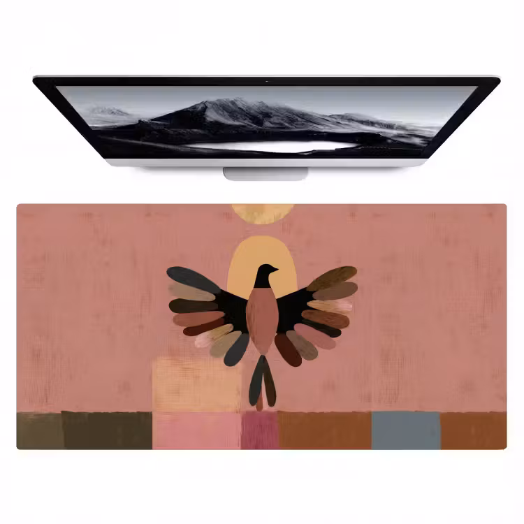 Illustratie - Vogel - Vlakken - Kleurrijk Muismat XXL klein -zzz3d