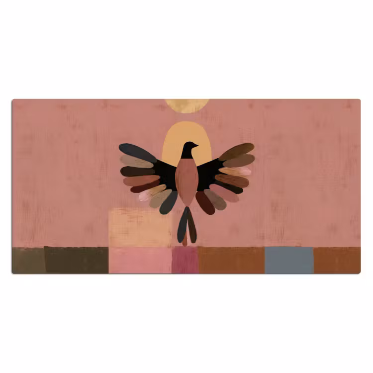 Illustratie - Vogel - Vlakken - Kleurrijk Muismat XXL klein -3d_leeg