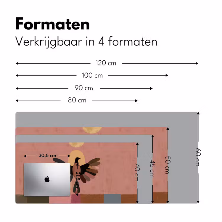 Illustratie - Vogel - Vlakken - Kleurrijk Muismat XXL klein -sfeer5