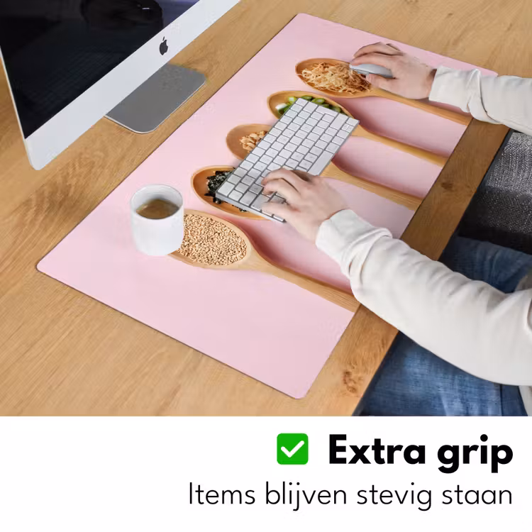 Ingrediënten - Lepels - Hout - Roze Muismat XXL klein -sfeer3