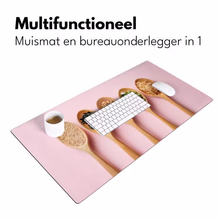 Ingrediënten - Lepels - Hout - Roze Muismat XXL klein -sfeer4