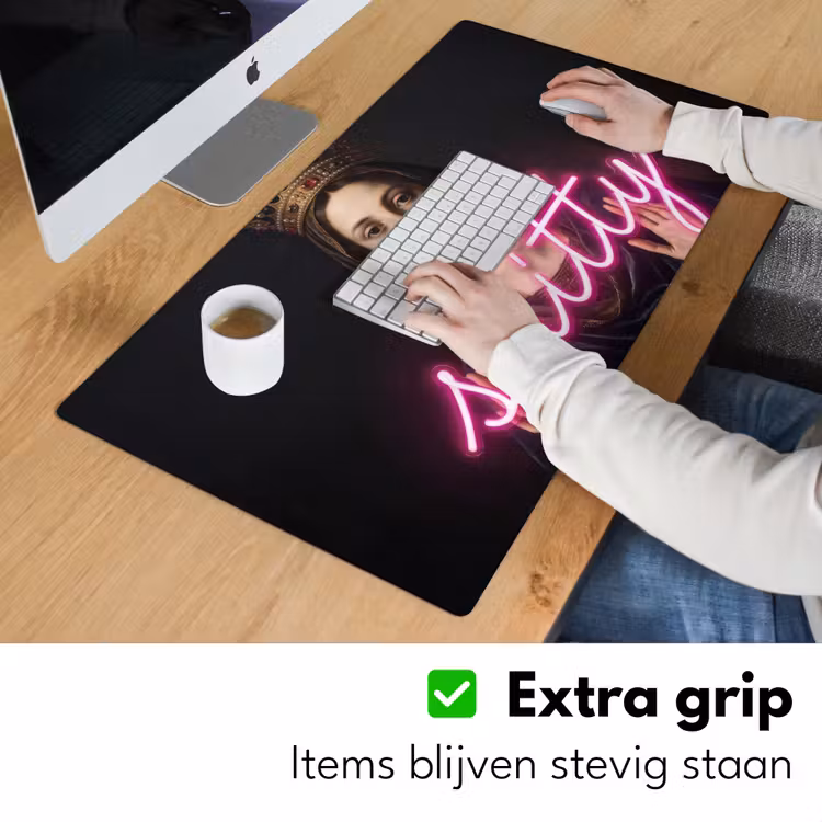Ironisch - Tekst - Neon Muismat XXL klein -sfeer3