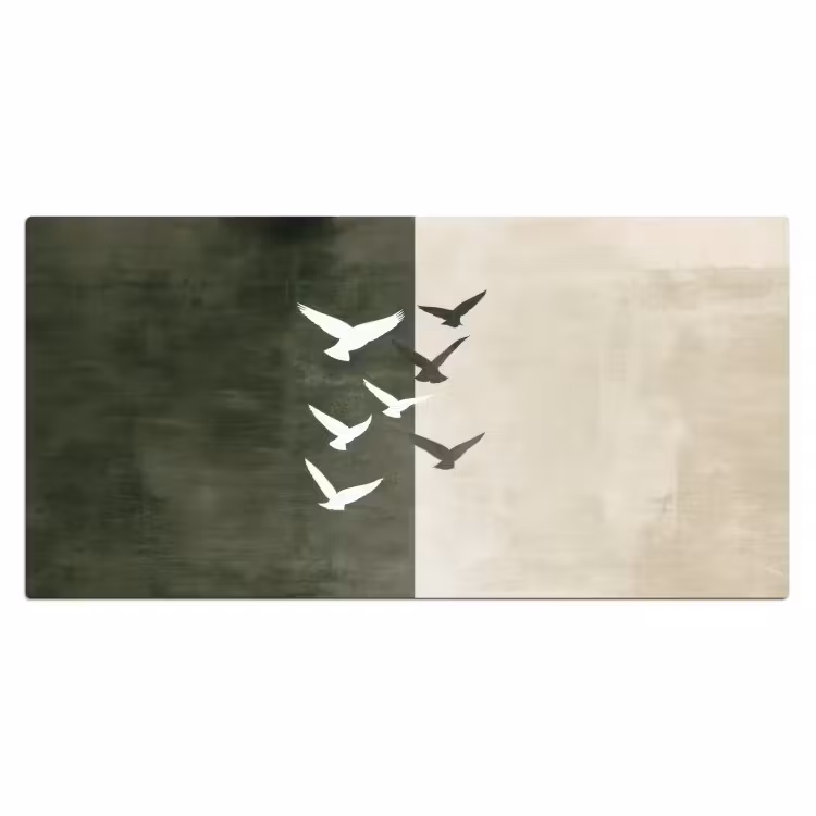 Japandi - Vogel - Groen Muismat XXL klein -3d_leeg