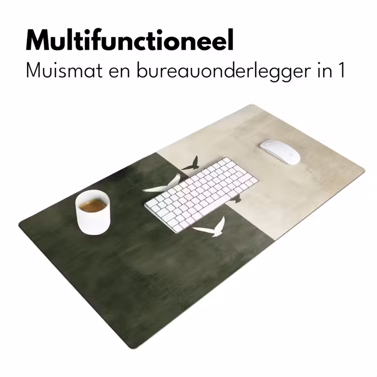 Japandi - Vogel - Groen Muismat XXL klein -sfeer4