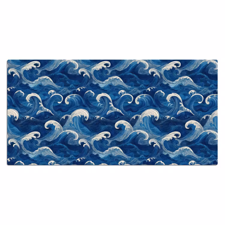 Japans - Oceaan - Golven - Blauw Muismat XXL klein 681 -3d_leeg