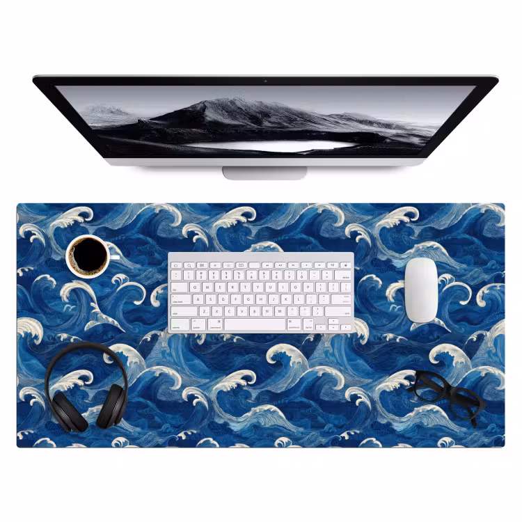 Japans - Oceaan - Golven - Blauw Muismat XXL klein 681 -3d