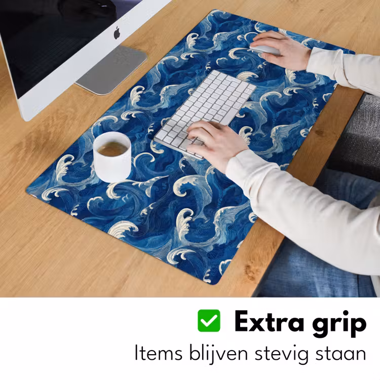 Japans - Oceaan - Golven - Blauw Muismat XXL klein 681 -sfeer3