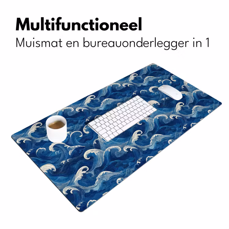 Japans - Oceaan - Golven - Blauw Muismat XXL klein 681 -sfeer4
