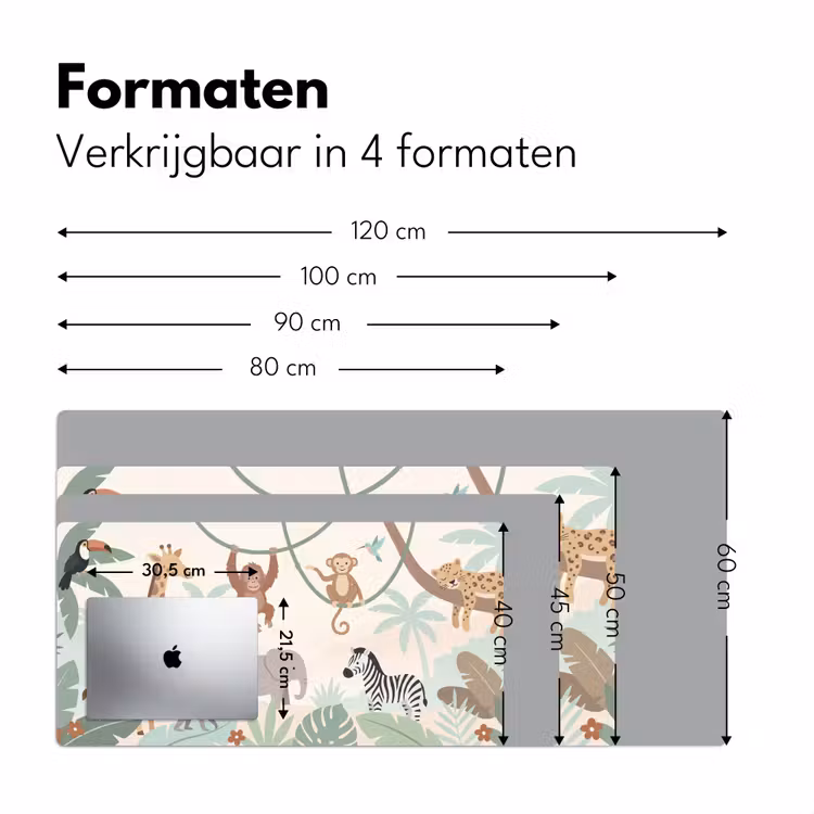Jungle - Dieren - Groen Muismat XXL klein -sfeer5