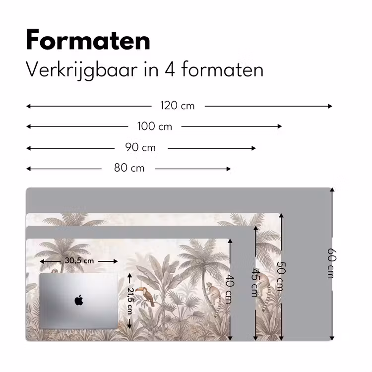 Jungle - Dieren - Palmbomen Muismat XXL klein -sfeer5
