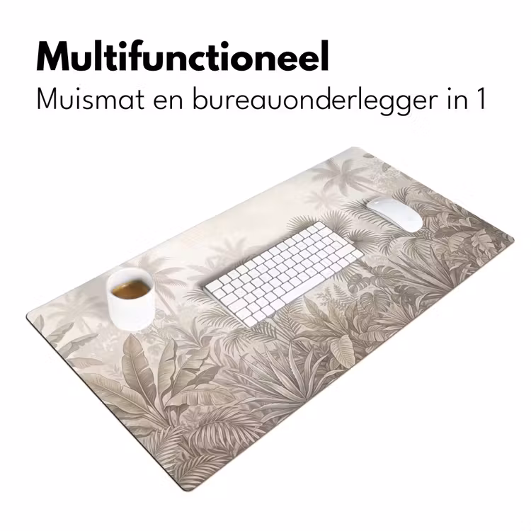 Jungle - Tropisch - Natuur -Vintage - Beige Muismat XXL klein -sfeer4