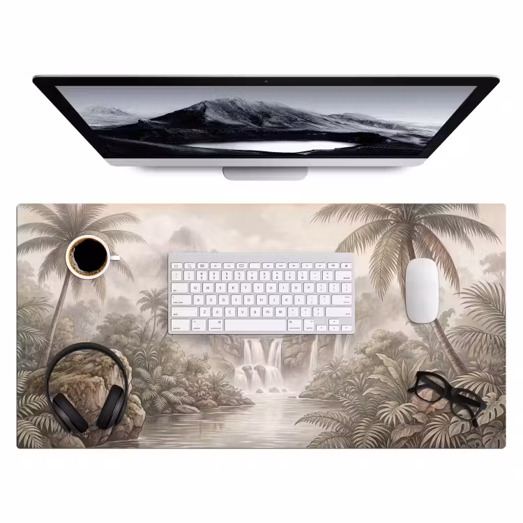 Jungle - Watervallen - Tropisch - Illustratie Muismat XXL klein -3d