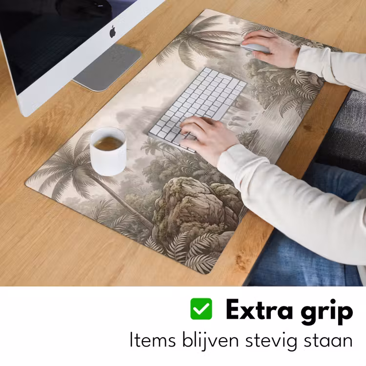 Jungle - Watervallen - Tropisch - Illustratie Muismat XXL klein -sfeer3