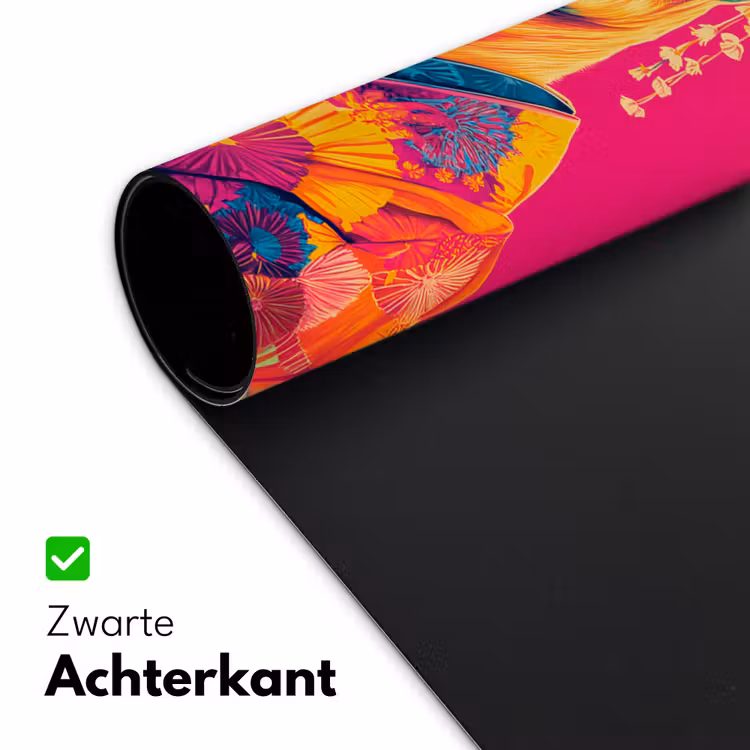 Kameel - Bloemen - Kimono - Waaiers Muismat XXL klein -sfeer2