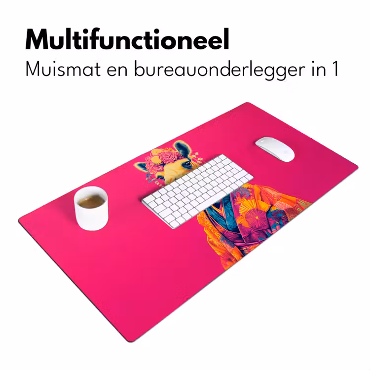 Kameel - Bloemen - Kimono - Waaiers Muismat XXL klein -sfeer4