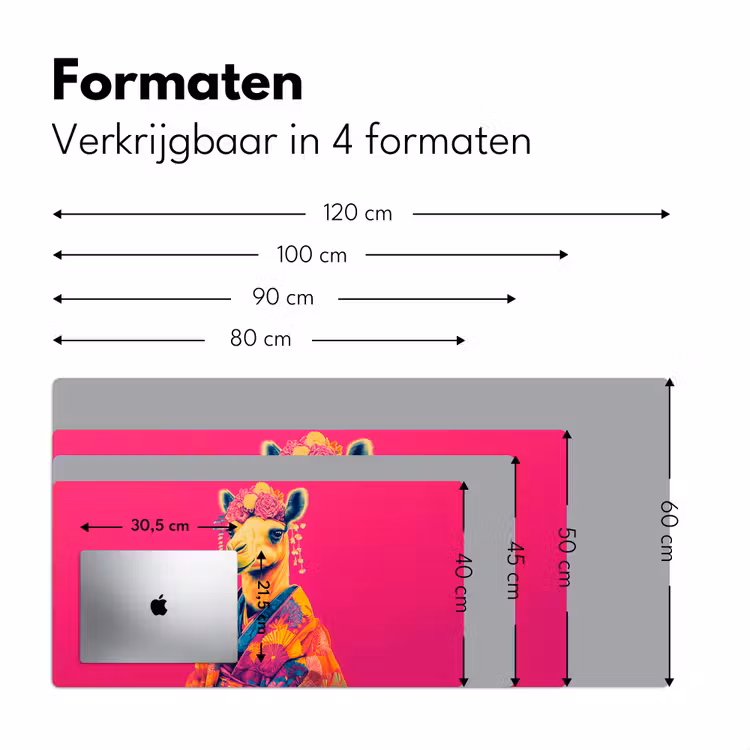 Kameel - Bloemen - Kimono - Waaiers Muismat XXL klein -sfeer5