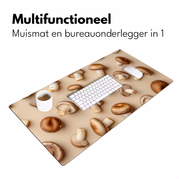 Kastanje Champignons - Beige Muismat XXL klein -sfeer4