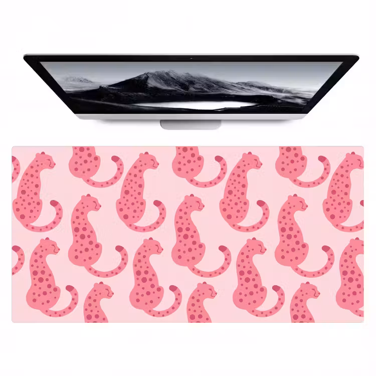 Kat - Gevlekt - Dieren - Patroon - Roze Muismat XXL klein -zzz3d