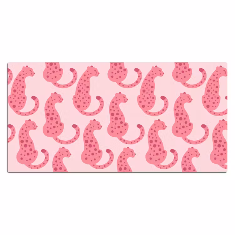 Kat - Gevlekt - Dieren - Patroon - Roze Muismat XXL klein -3d_leeg