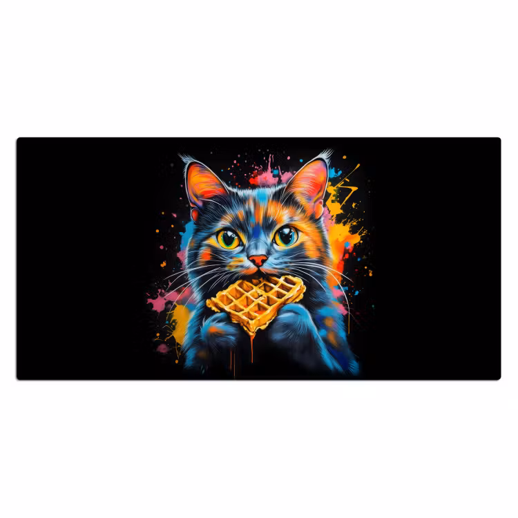 Kat - Graffiti - Kleurrijk - Wafel - Eten Muismat XXL klein -3d_leeg