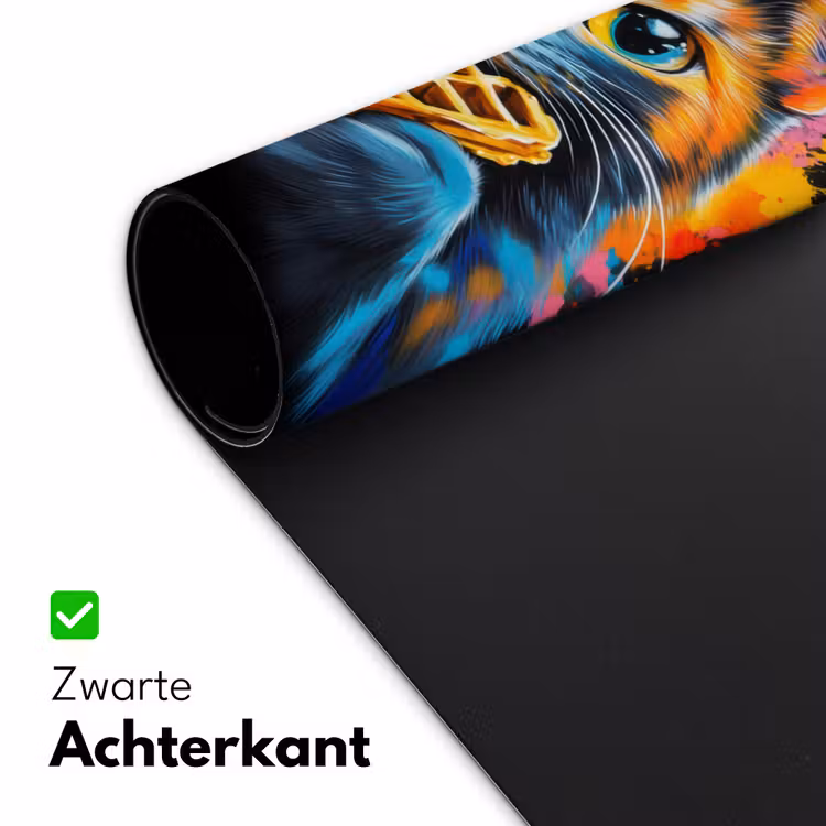 Kat - Graffiti - Kleurrijk - Wafel - Eten Muismat XXL klein -sfeer2