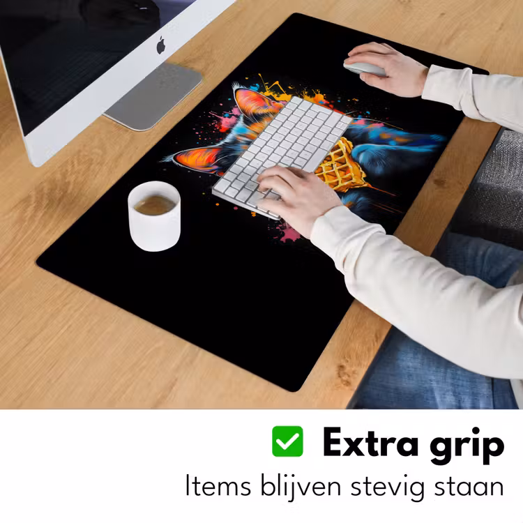 Kat - Graffiti - Kleurrijk - Wafel - Eten Muismat XXL klein -sfeer3