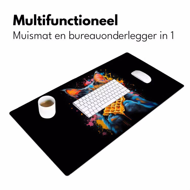 Kat - Graffiti - Kleurrijk - Wafel - Eten Muismat XXL klein -sfeer4