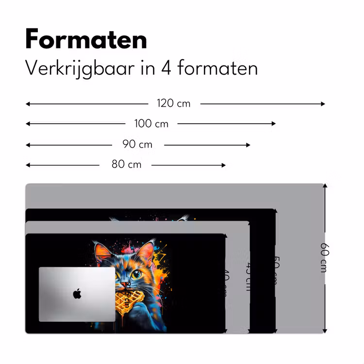 Kat - Graffiti - Kleurrijk - Wafel - Eten Muismat XXL klein -sfeer5