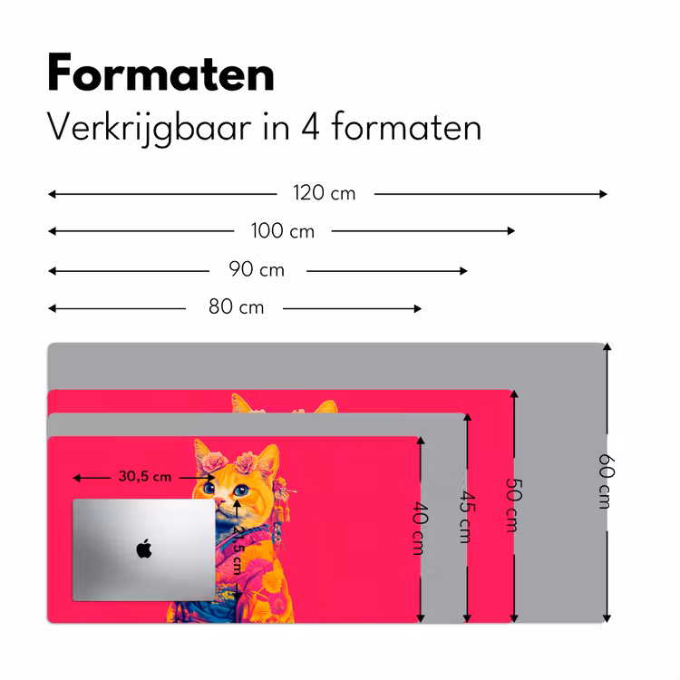 Kat - Kimono - Bloemen - Roze Muismat XXL klein -sfeer5
