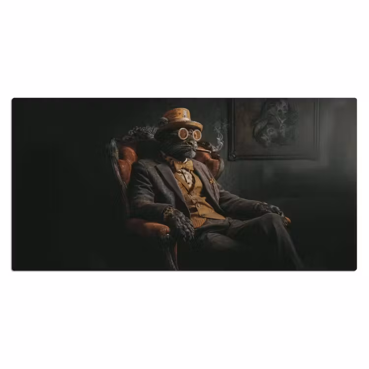 Kat - Pak - Oranje - Sigaar Muismat XXL klein -3d_leeg