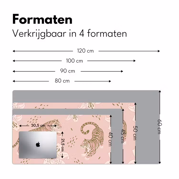 Kat - Springend - Bloemen - Abstract - Roze Muismat XXL klein -sfeer5
