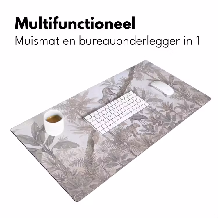 Kat - Vogel - Jungle - Illustratie - Dieren Muismat XXL klein -sfeer4