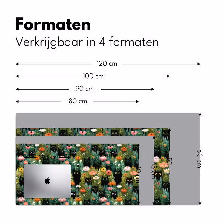 Katten - Bloemen - Kleurrijk Muismat XXL klein 681 -sfeer5